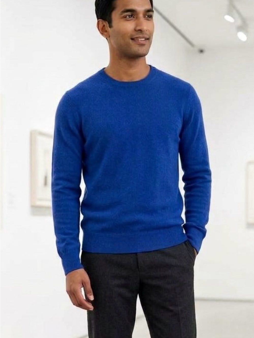 J.Crew NWT 100% Cashmere Knit Crew Neck Pullover Sweater  royal Blue
 2XL BE895